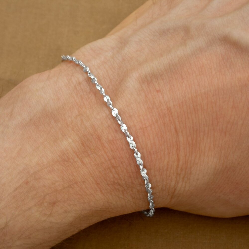Dainty 7.25" Sterling Silver Bracelet, Stamped 925 ITALY, Real Silver Bracelet